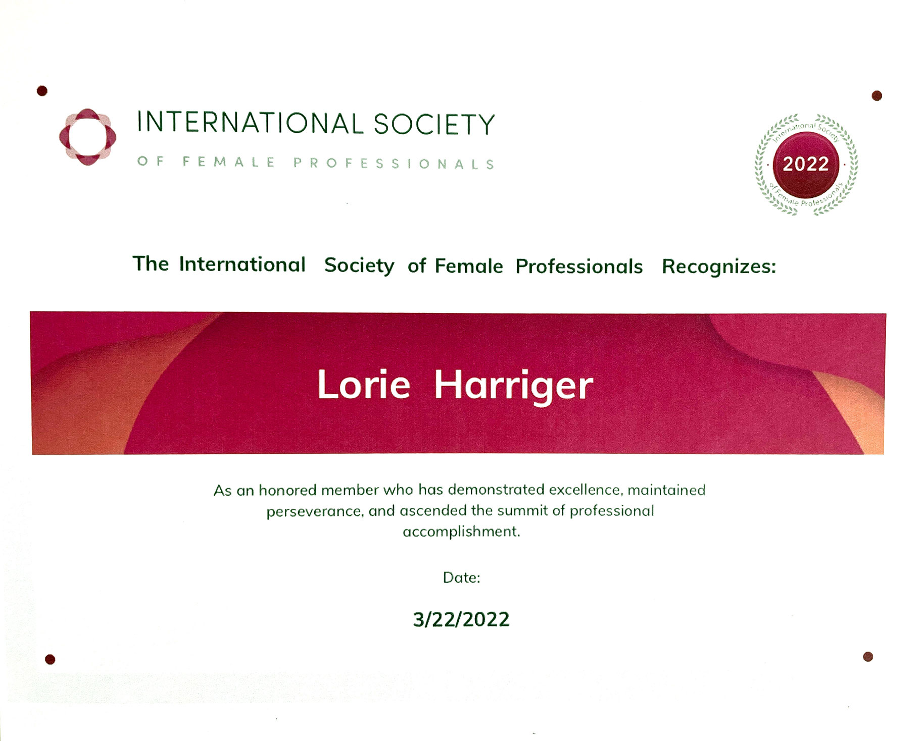 International-Society-of-Professional-Women-certificate